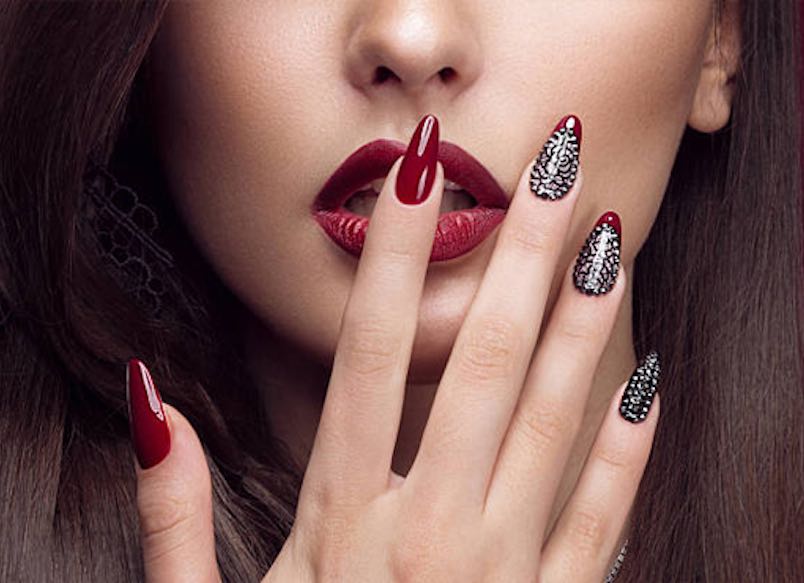 red nails and lipstick