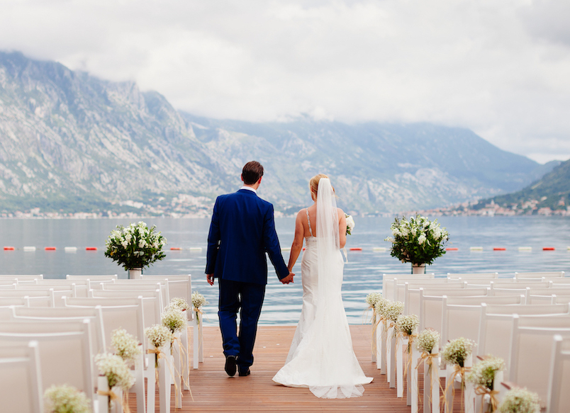 wedding couple at destination wedding ceremony