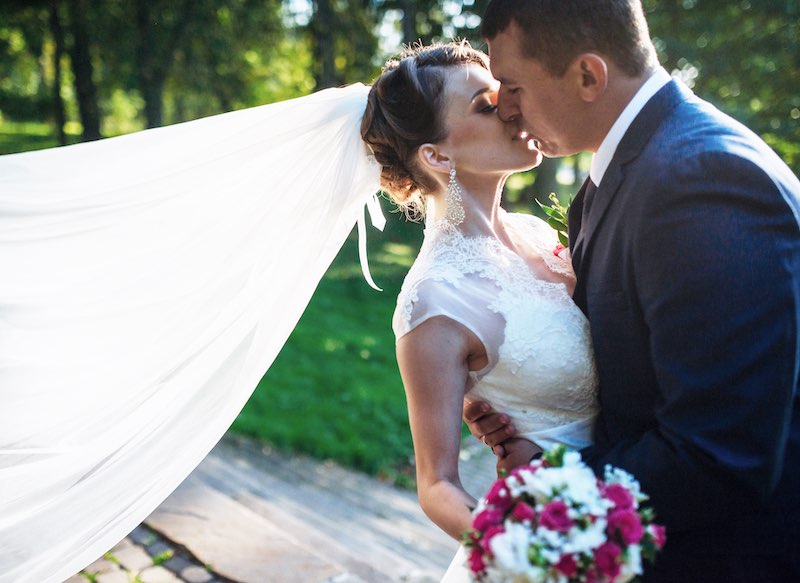 Portrait of wedding couple